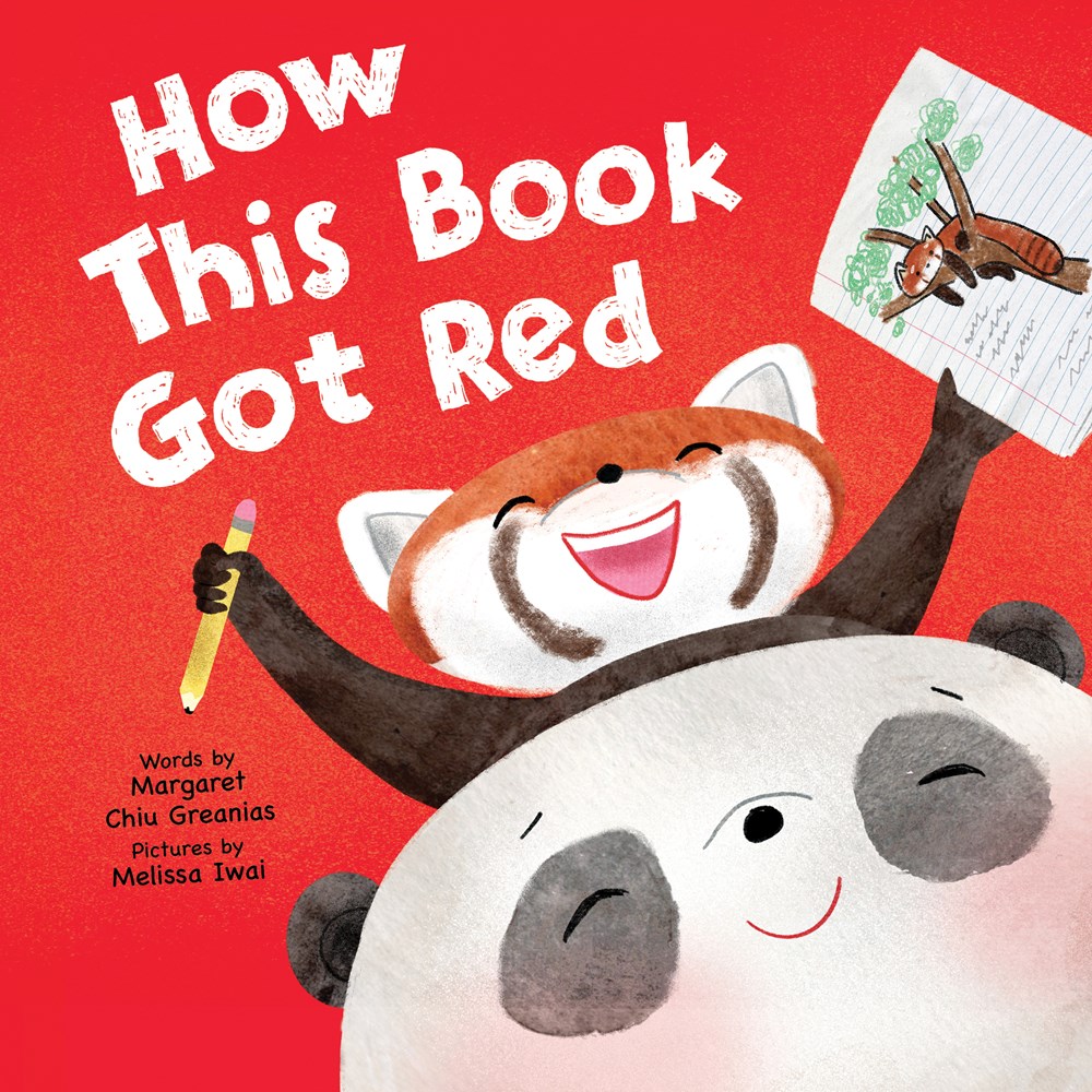 How This Book Got Red cover: A red panda on a giant panda's shoulders